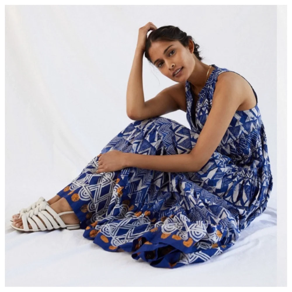 Anthropologie Tiered Abstract Maxi Dress